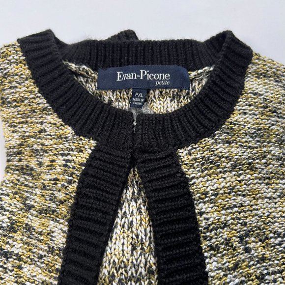 Evan Picone Petites Size PXL Open Cardigan Sweater Blazer Yellow Black - Picture 8 of 11